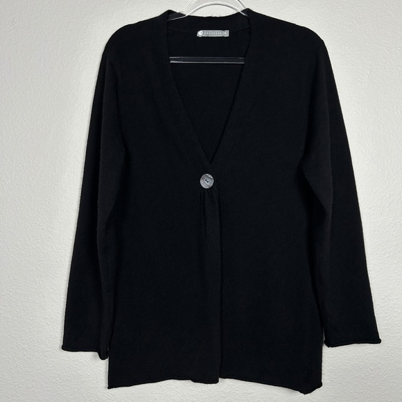 In Cashmere size XL black cardigan one button 100% cashmere v-neck - Picture 1 of 13